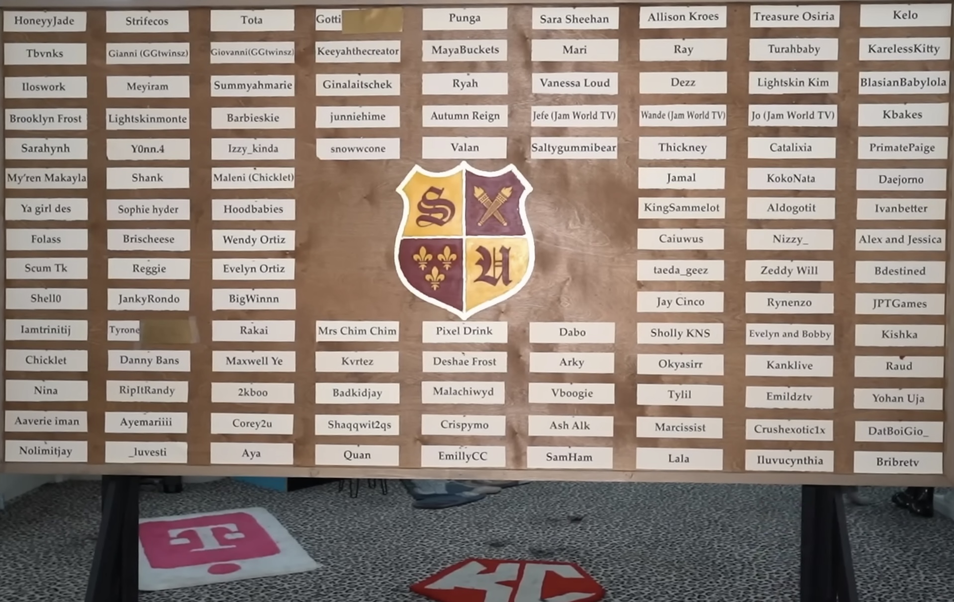 Streamer University Class of 2025 acceptance board with every student name listed